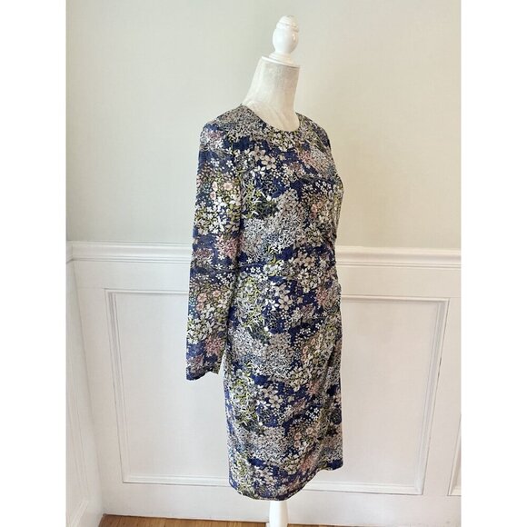 Hobbs Merida Floral Silk Blend Dress 8 Navy EUC - Picture 8 of 12